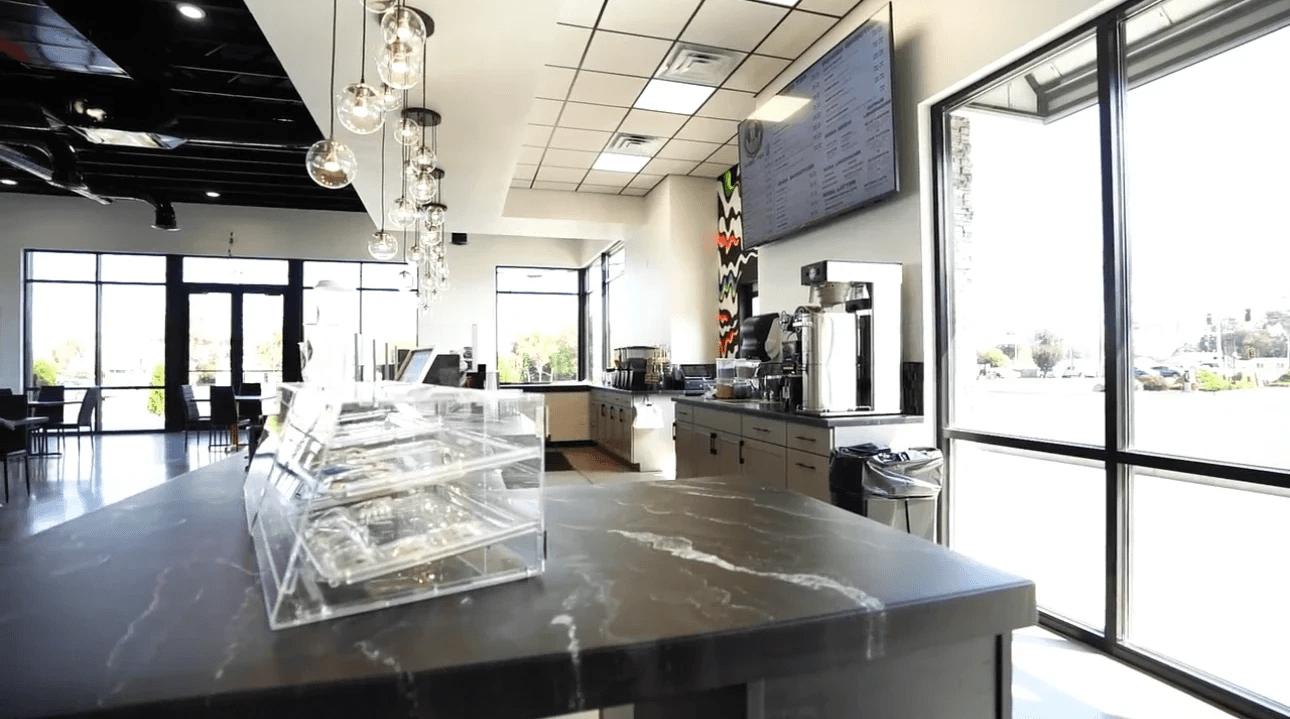Finished dark epoxy commercial countertop